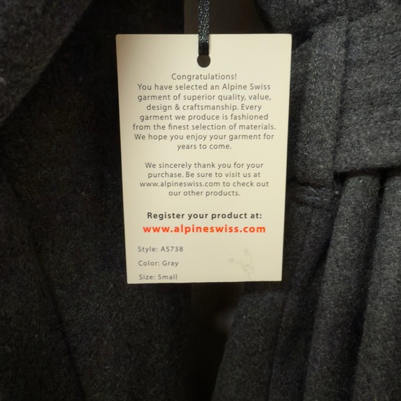 NWT | Alpine Swiss Parka Trench Pea Coat Belt Jacket Faux Fur Hood | Gray |Small - Picture 3 of 13